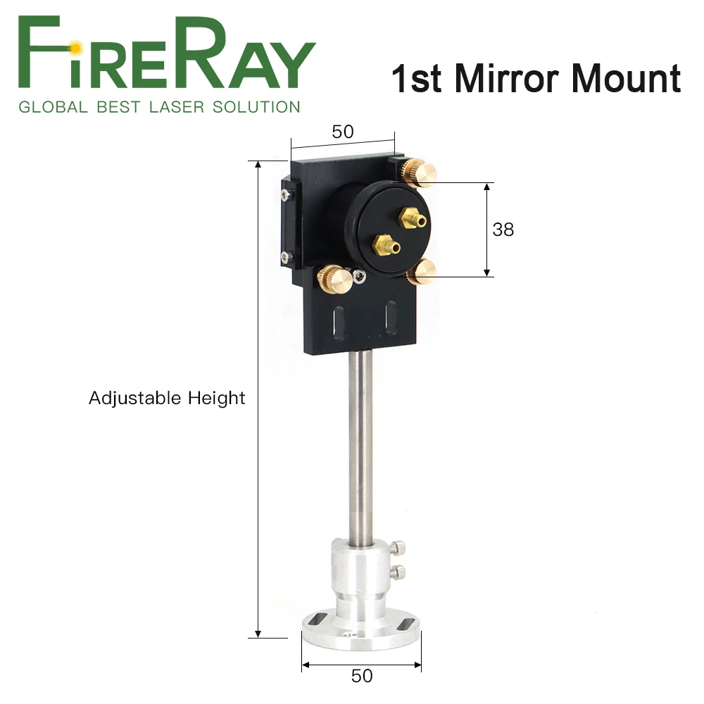 FireRay CO2 Laser Head Set with Water Cooling Interface Mirror 30x3mm Focus Lens 25x63.5mm for Water Cooling Laser Machine