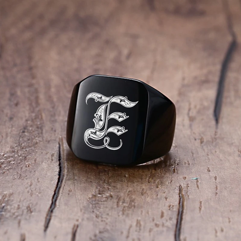 Vnox Black Stainless Steel Men's Ring 18mm