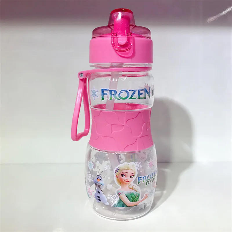 Kids Water Sippy Cup with Straws, Desenhos animados criativos, Disney Frozen, Carros, Copos de alimentação de bebê, Garrafa portátil ao ar livre