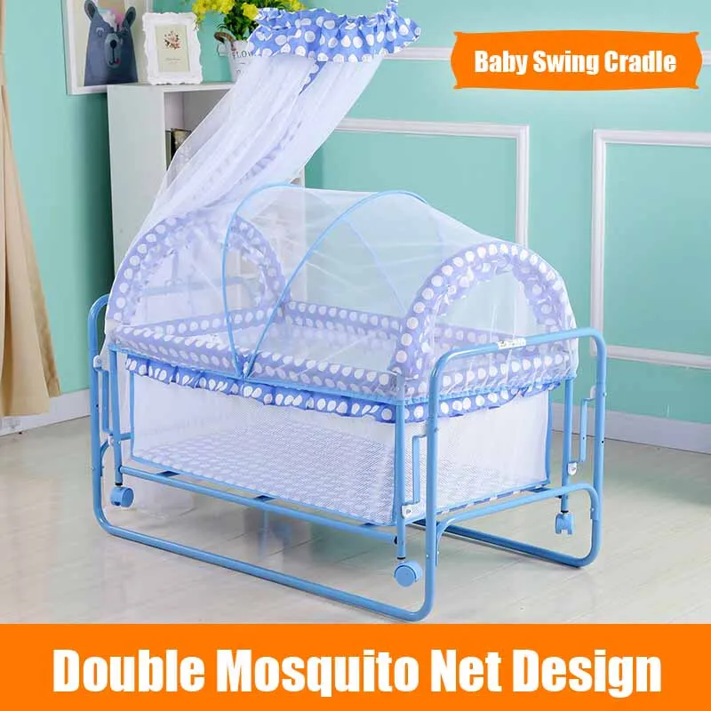 2 In 1 Rocking Baby Cribs, Infant Swing Cradle Cot Bed