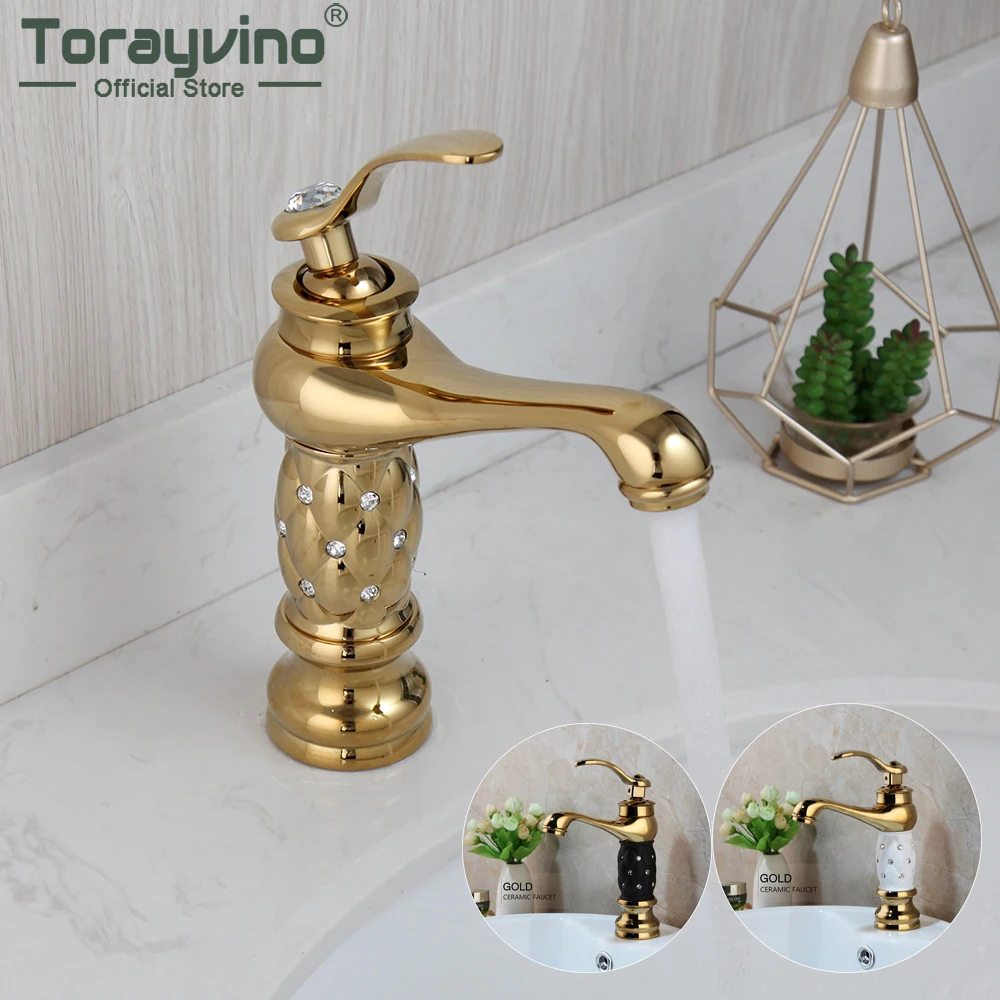 

Torayvino 3 Color Choose Bathroom Faucet Single Handle Single Hold Deck Mounted Faucets Basin Sink Cold And Hot Mixer Water Tap