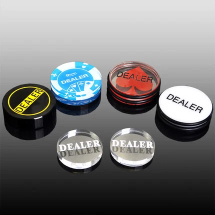 HOT SALE 1Pc Acrylic Poker Dealer Button Texas Hold'em  3 inch Pressing Poker Cards Guard poker Dealer Button  2 Sides