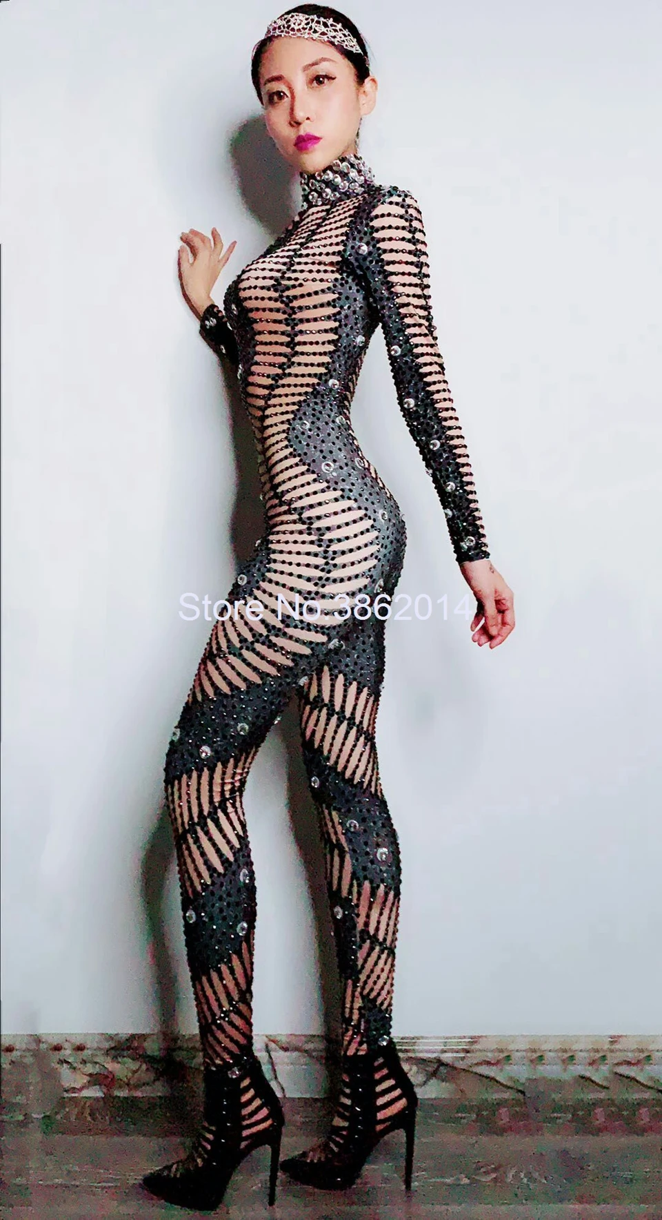 Combinaison en IQUE dex avec Strass Scintillants pour Femme, Tenue de Soirée, Discothèque, Bar, Chanteur, Batterie, Costume de brevSexy