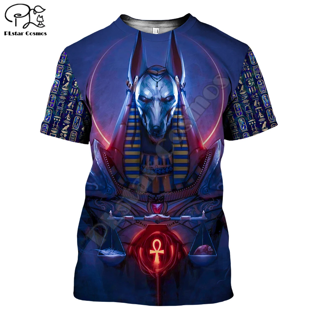 

PLstar Cosmos God of The Egyptian Egypt Ancient Symbol Anubis Face 3dPrint Summer short sleeves T-shirts Unisex Streetwear S-3