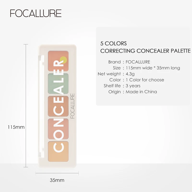 FOCALLURE all'ingrosso 5 colori trucco viso correttore tavolozza contorno impermeabile duraturo correttore cosmetici idratanti naturali