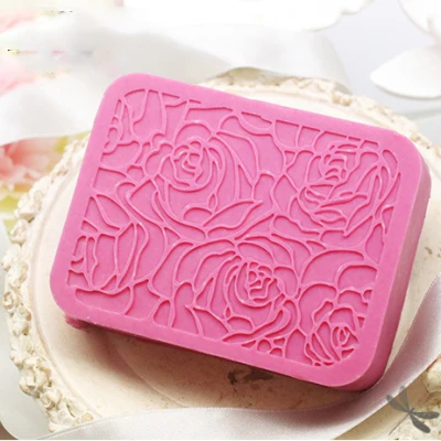 

HC0153 PRZY Mold Silicone Silicone Flower Mold Rose Pattern Rectangle Handmade Soap Making Mold Flower Moulds Resin Clay Molds