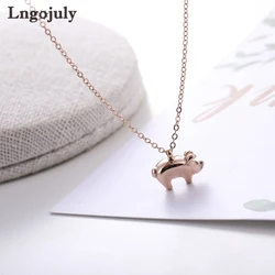 Fashion Women Necklaces Titanium Steel Pig Pendant Necklaces For Women Gril Anniversary Engagement Wedding Necklace Jewelry Gift