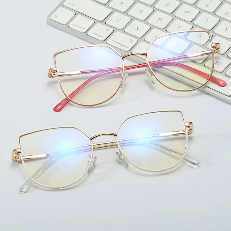 Women Blue Light Filtering Eyeglasses Frame Optical Glasses UV400 Prescription New Full Rim Female Spectacles Alloy Eyewear