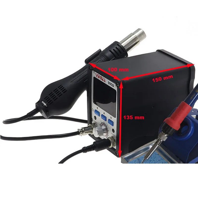 220V YIHUA 995D SMD Hot Air Gun Rework Soldering Station with Large-screen LCD Display