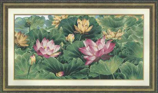 A Feast of Lotus Flowers Decorations blossom Needlework Cross stitch Kits 16CT Unprinted Embroidery Cross-Stitching,DIY Handmade