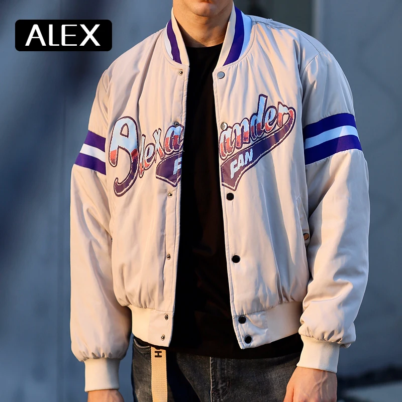 Alex Plein Bomber Jacket Man Style 2022 Warm Winter Coats Streetwear Men\'s Fashion Button Stand Collar Outwear Best Sell Basic