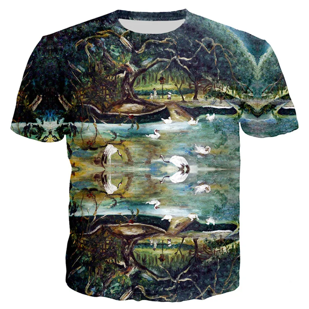 Men T-shirt The Garden of Earthly Delights 3D Printed Women Shirt Fashion Short Sleeve Pullover Couple Streetwear Tops