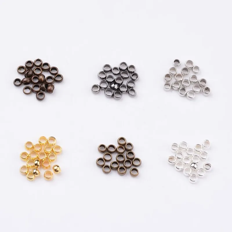 

10000pcs 2x1.2mm Barrel Brass Crimp Beads End Bead Loose Spacer Beads for Jewelry Making DIY Bracelet Wholesale hole: 1.2mm