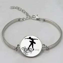 Fashion Classic Dancer Girl Round Glass Bracelet I Love Dancing Statement Bracelet Gymnastic Dance Teacher Gift