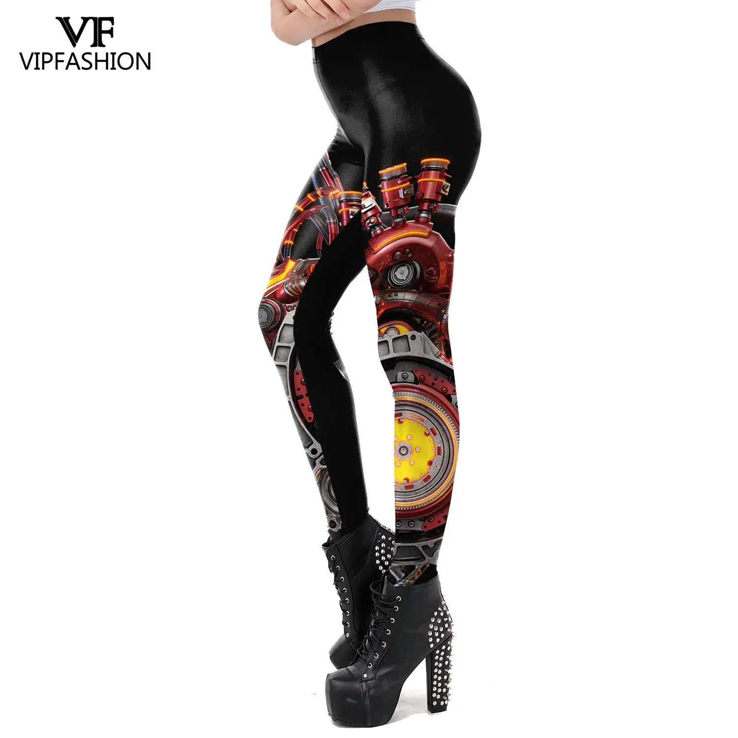 VIP FASHION 3D Punk Print Leggings Personality  Women Clothing Sexy Skinny Mid-Waist Pants Leggings For Fitness