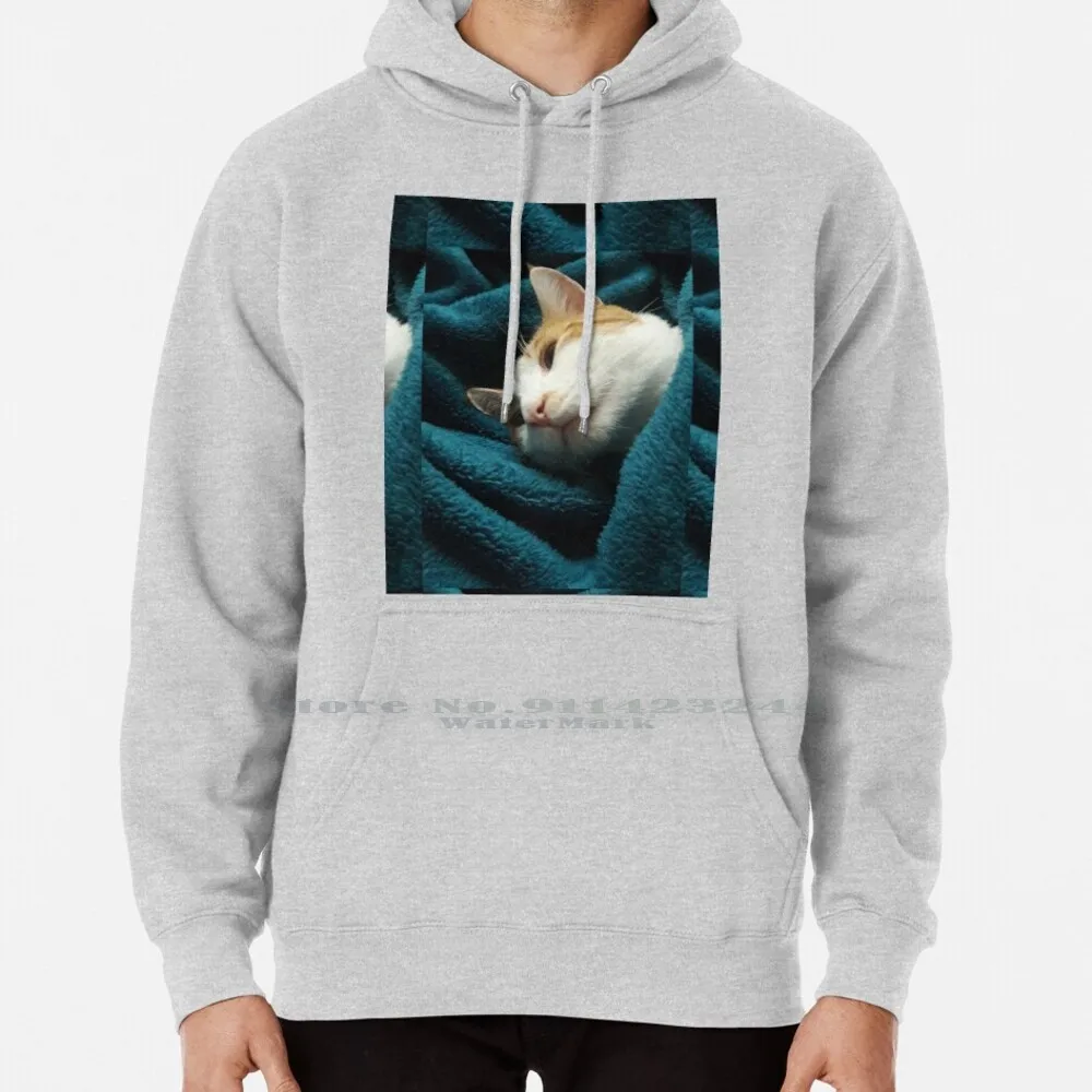 

Contemplation Hoodie Sweater 6xl Cotton Cat Chonk Big Boi Meow Blue Snaggle Tooth Women Teenage Big Size Pullover Sweater 4xl