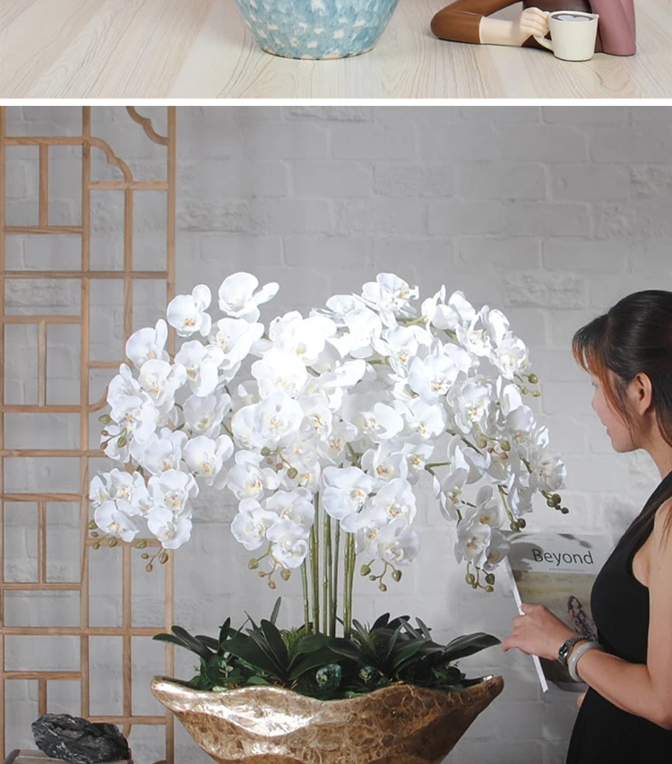 Konservierte Orchidee Phalaenopsis Strukturierte realistische Blumen Künstliche Blumen Familie Hochzeit Ornamente DIY Dekoration – Detail 11