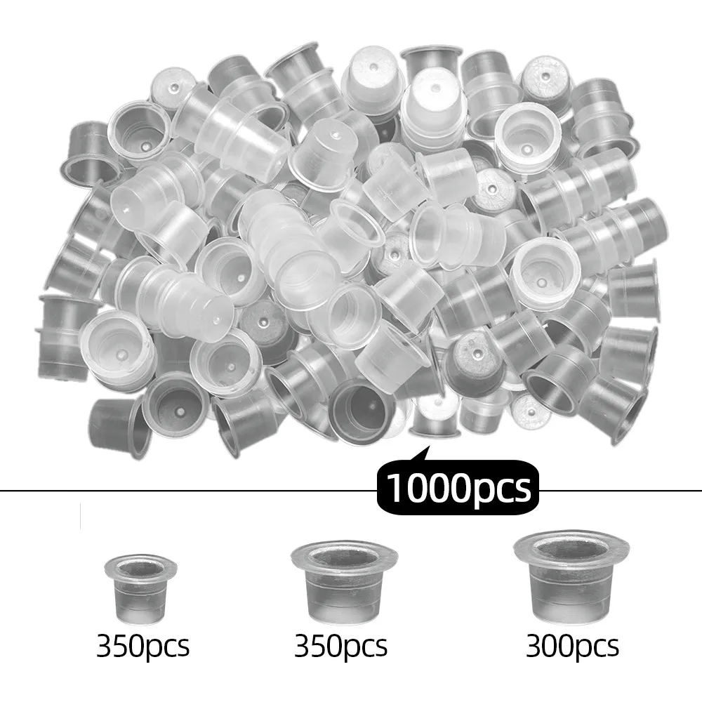 

1000pcs S/M/L Mix Disposable Plastic Tattoo Ink Pigment Cup Transparent Permanent Microblading Holders Tattoo Accessories Makeup