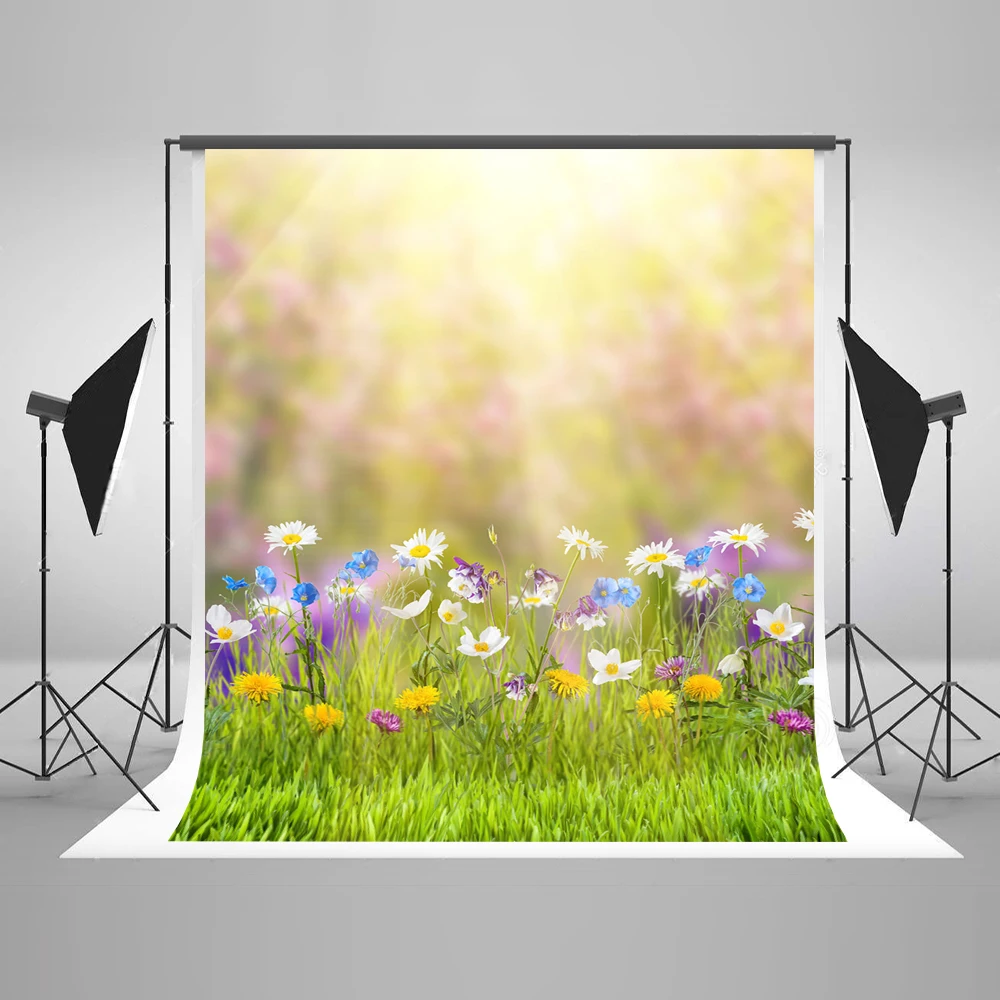 

VinylBDS Photographic Background Meadow Flowers Plants Studio No Creases Backdrops Princess Background