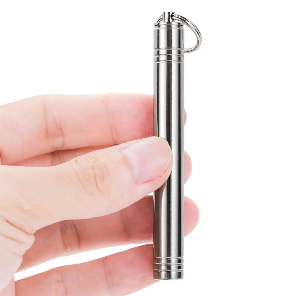 Portable Titanium Toothpick Case Keychain Protective Holder Waterproof Reusable Pocket Size Metal Storage Dispenser