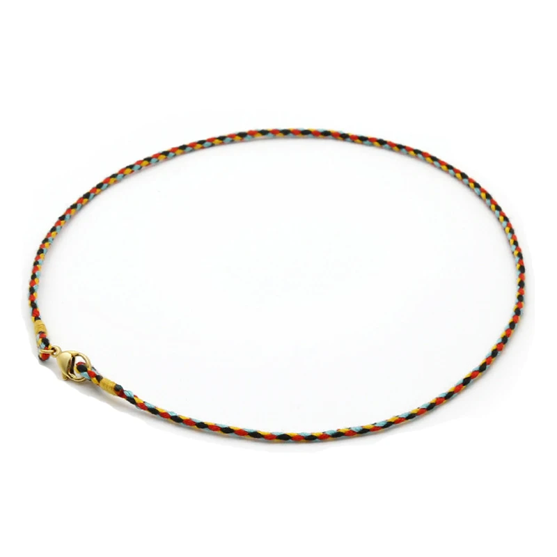 2 mm Colorful Cotton Handmade Braided Rope Necklaces & Pendant Charms Findings Lobster Clasp String Cord for Children Woman 40cm