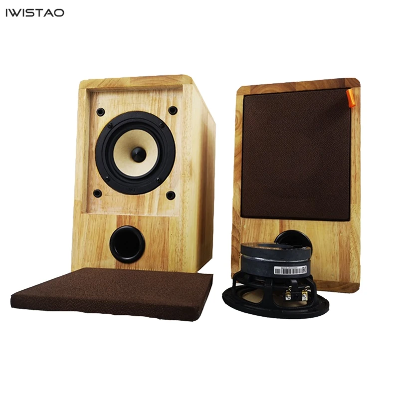 Altavoz IWISTAO HIFI rango completo 4 pulgadas unidad 4 Ohm 15 ~ 25W caja de madera maciza 1 par estructura invertida