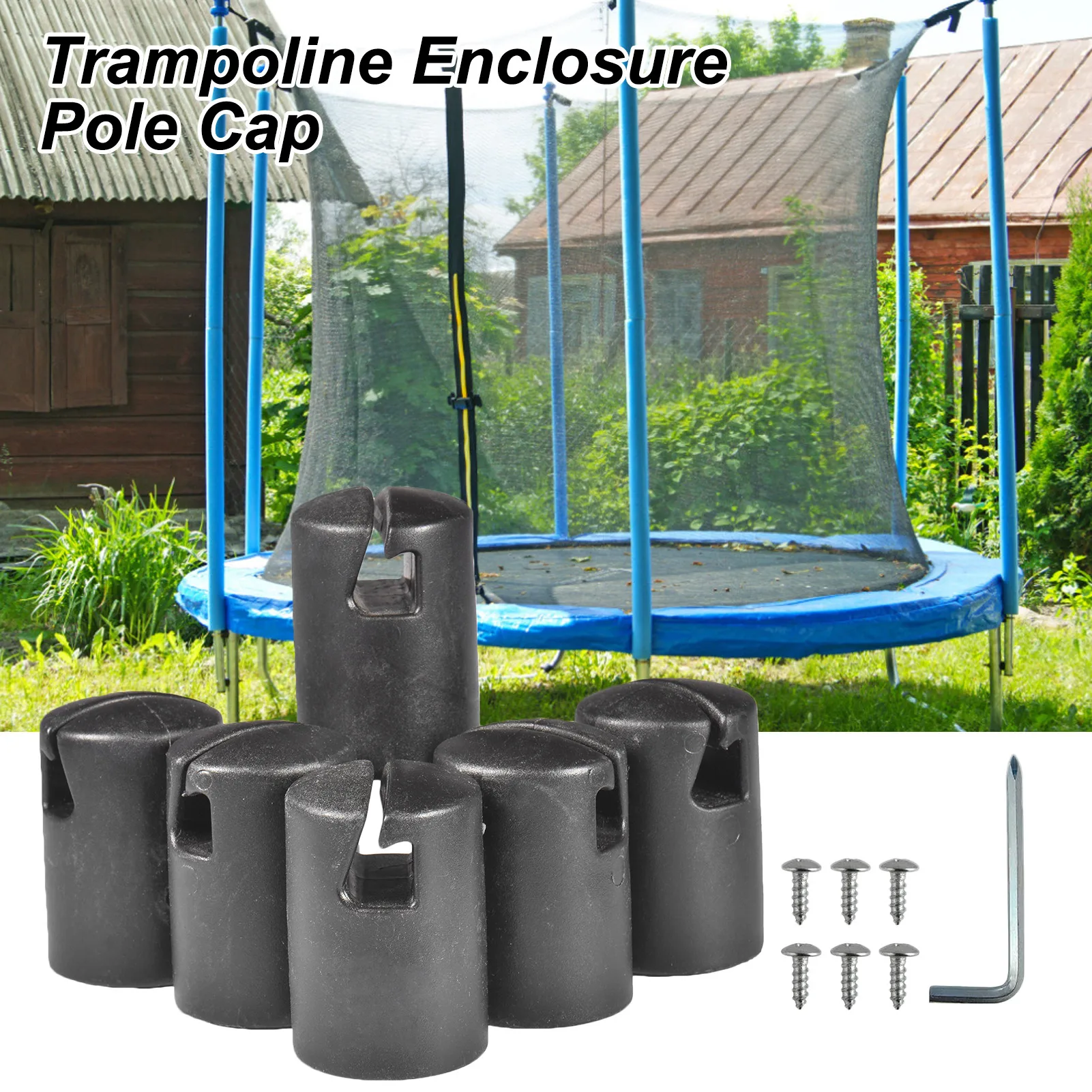 6PCS Trampoline Enclosure Diameter Trampoline Replacement Safety Caps For 1.26in Trampoline Enclosure Pole