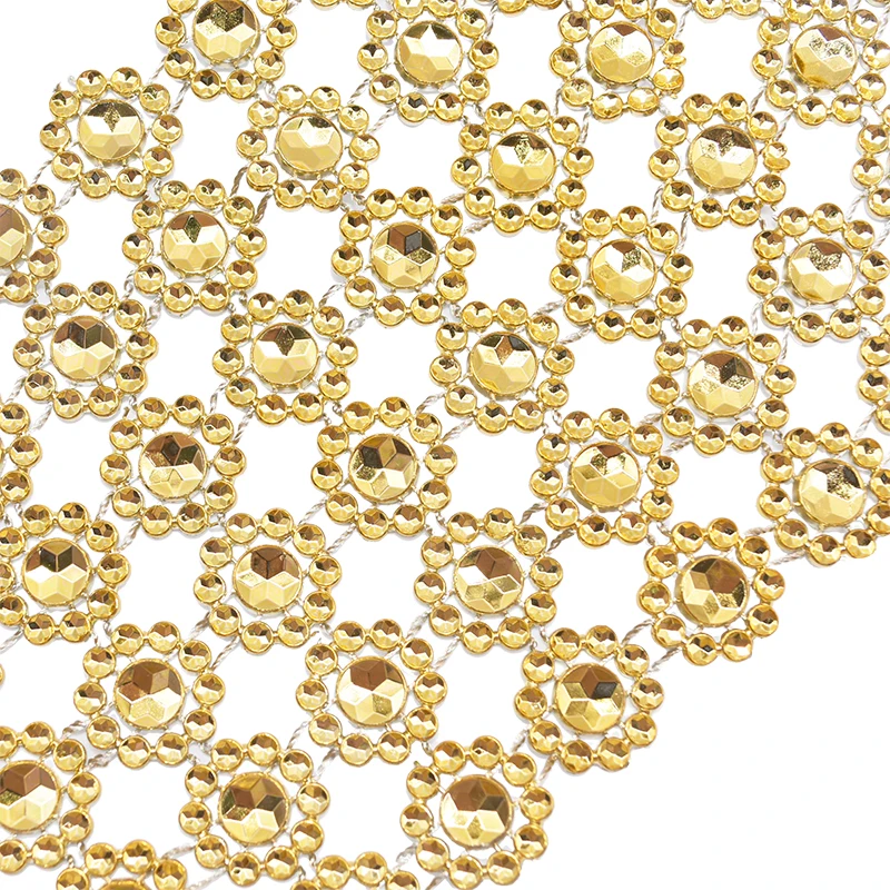 1Yard 10cm oro argento fiore cristallo strass nastro nastro diamante maglia rotolo fai da te cucito mestiere fiore confezione regalo mer Decor