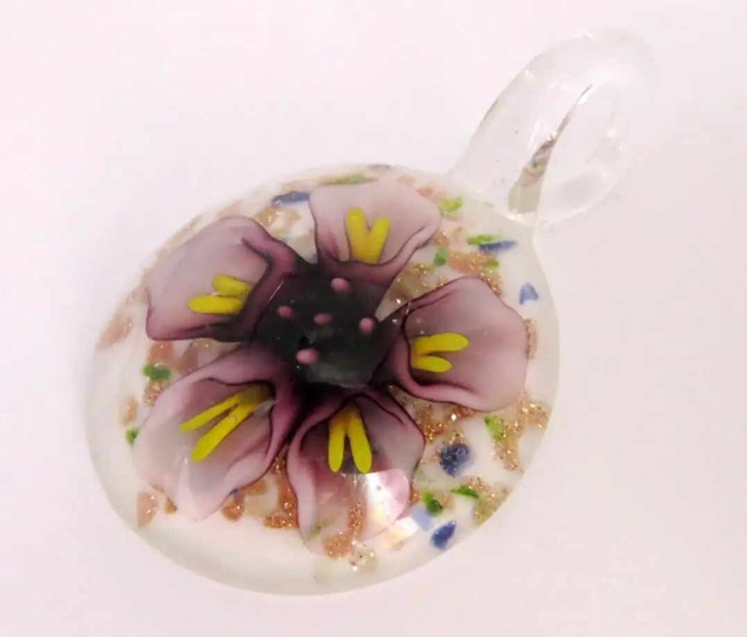 New Handmade Murano Lampwork Glass Morning-glory Round Pendant Fit Necklace LL49