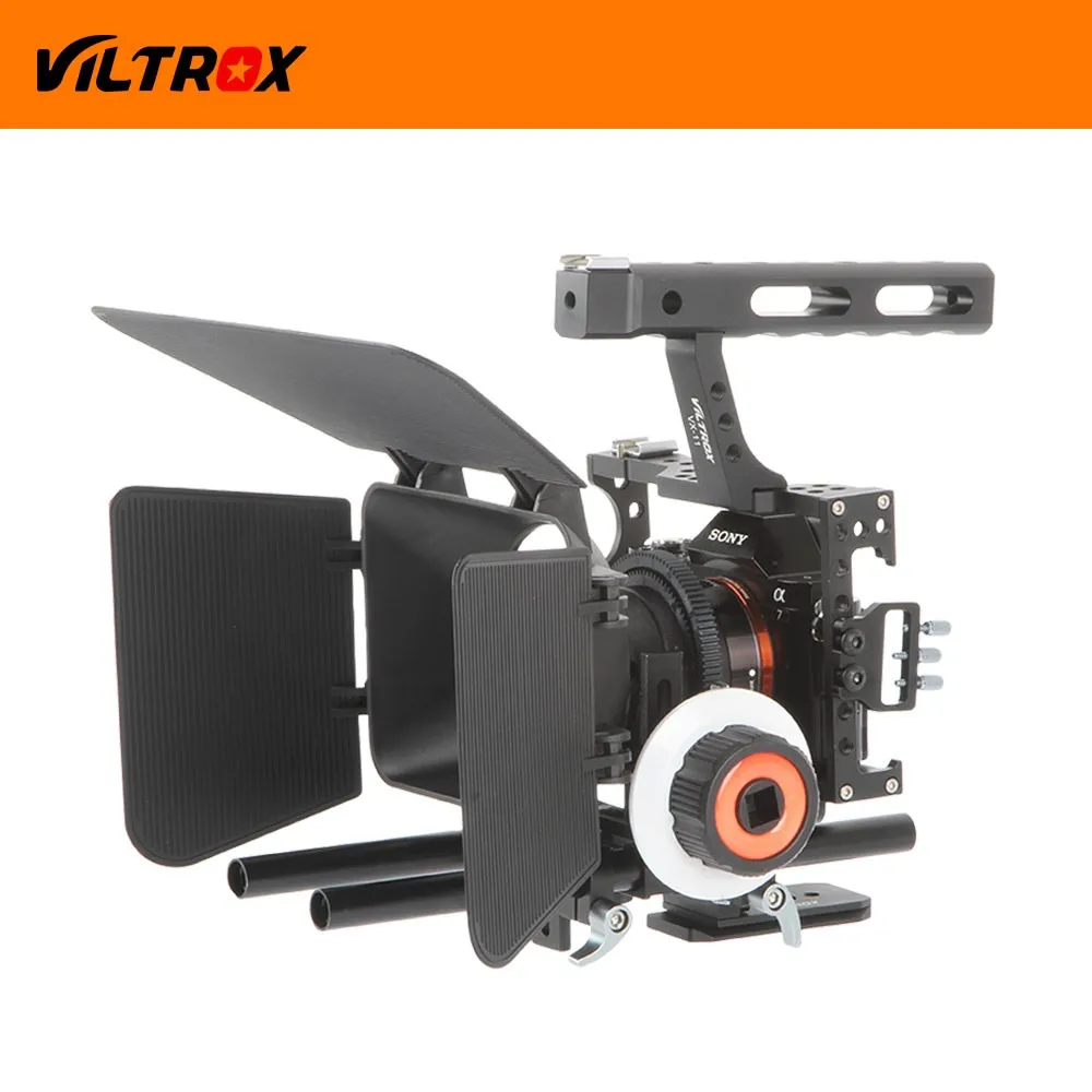 Viltrox DSLR Video Film Stabilizer Kit 15mm Rod Rig Camera Cage+Handle Grip + Follow Focus + Matte Box for Sony A7SII A6300 /GH4