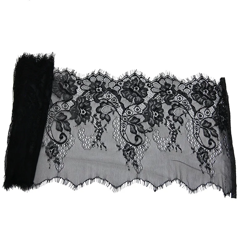 (3meters) 28cm Width Fashion High Quality Handmade DIY Black White Eyelash Lace Trimming fabric