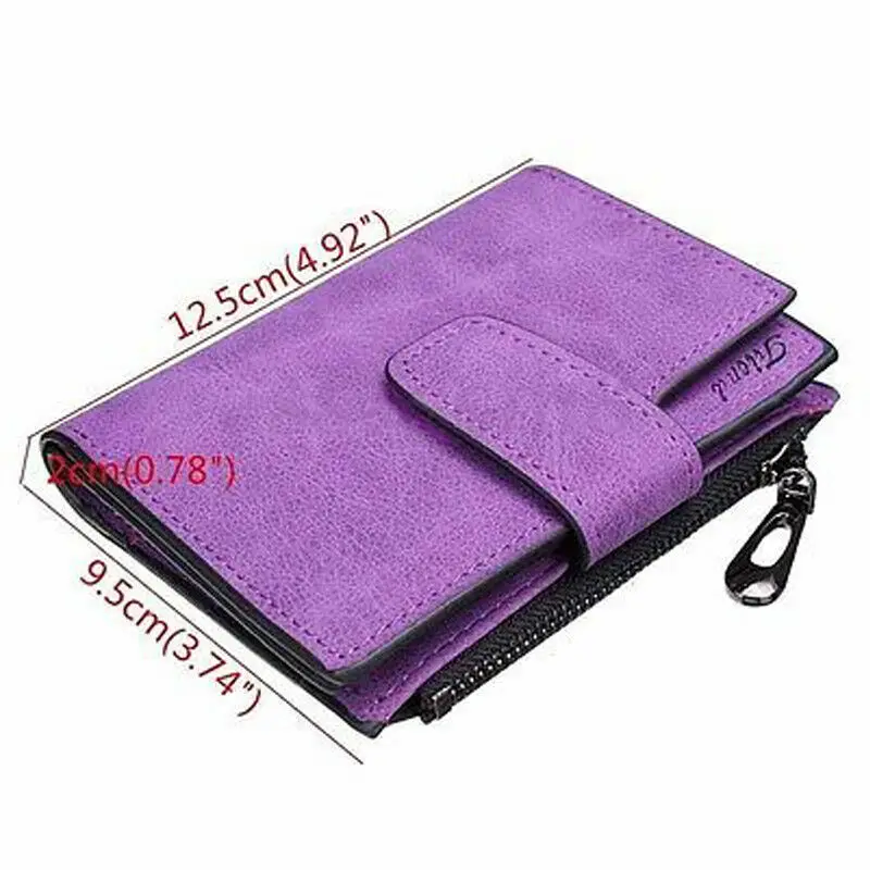 Fashion Women Scrub Wallet Leather Zip Hasp Coin Purse Clutch Handbag Small Mini Card Holder Black Pink Blue Red Purple Brown