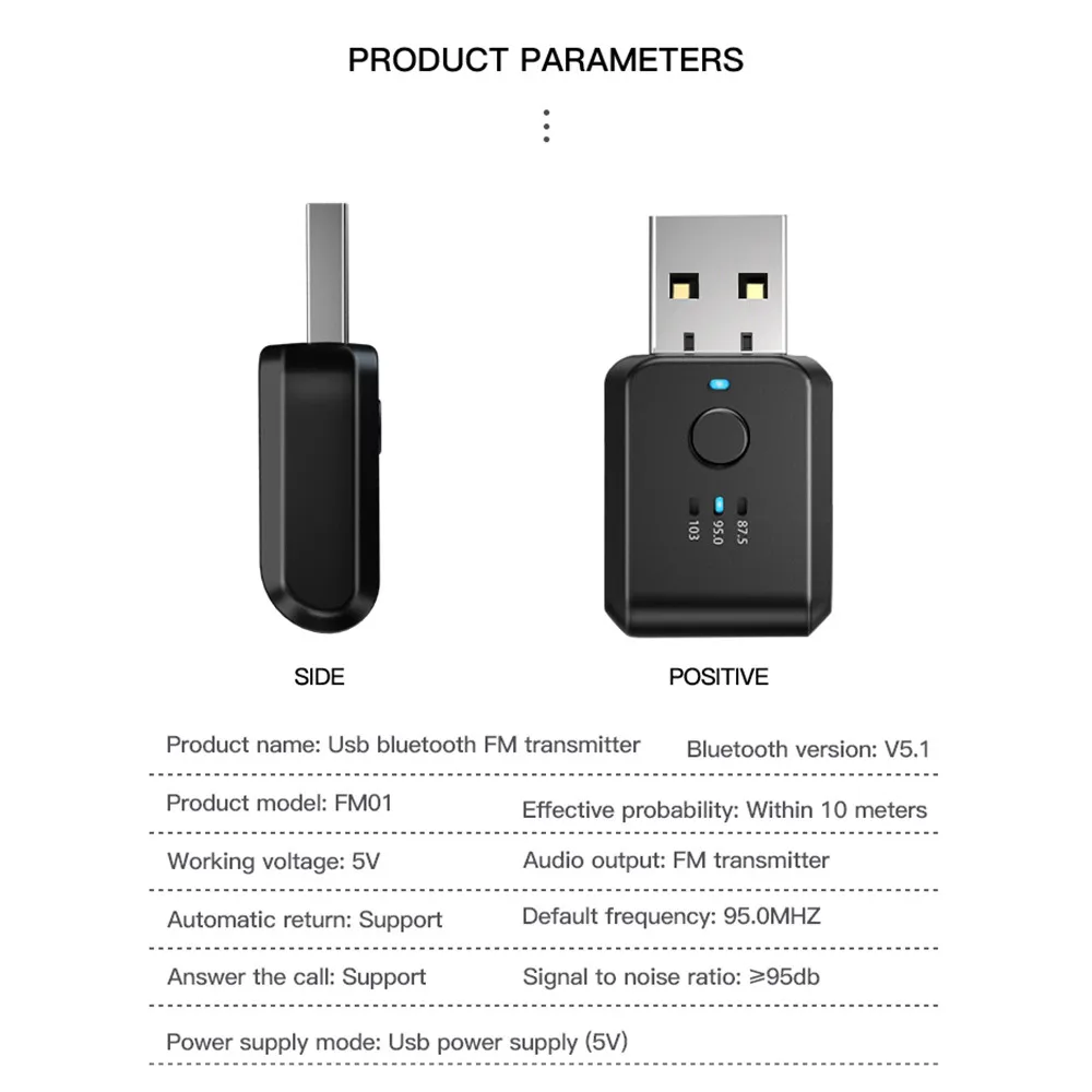 FM01 USB Car Bluetooth 5.1 Fm Transmitter Receiver Handsfree Call Mini Usb Power Car Kit Auto Wireless Audio For Car Fm Radio