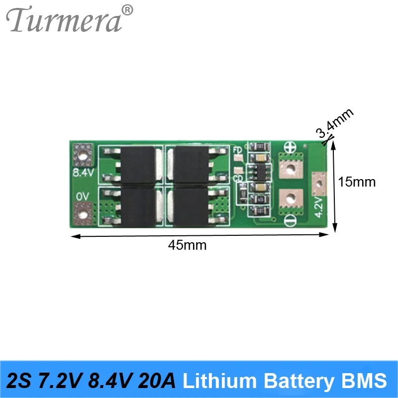 2S 20A BMS Protection Board 18650 21700 26650 Lithium Battery 7.2V 8.4V for Screwdriver Electric Tools and Headlamp Use Turmera