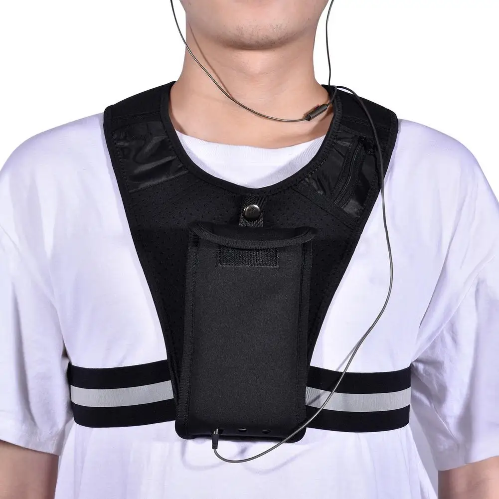 Sports Running Reflective Vest SBR Mobile Phone Backpack Jogging Shoulders ​vest Breathable Cycling Vest Waist Bag For Sports