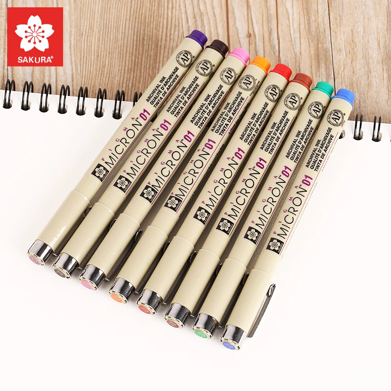 1pcs Sakura Colored Pigma Micron Pen 0.25mm 0.45mm Fine Liner Drawing Art Markers for Dessin Sketch Marker Tekenen Cartoleria