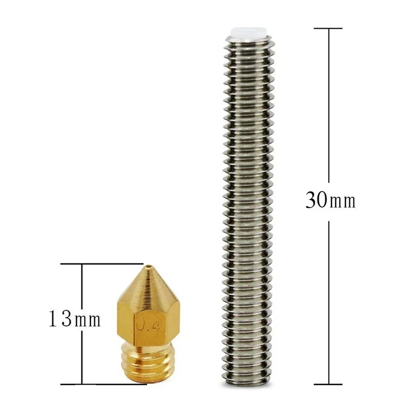 5 stücke Messing Extruder Düse Druck Köpfe + 5 stücke M6 X 30mm Edelstahl Düse Throat Für Anet a8 Mk8 Reprap 3d Drucker