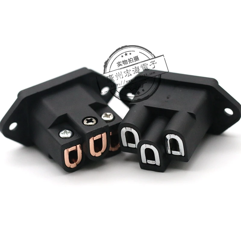 2 peças ac FI-06 (g) tomada de entrada iec cobre puro banhado a ouro de alta fidelidade potência