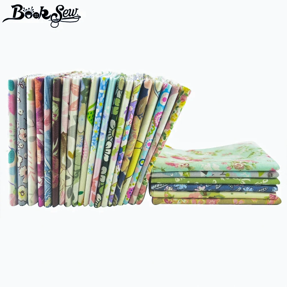 Booksew tessuto 100% cotone, 45cm x 45cm quarti grassi fiori disegni floreali, per cucire trapunte Patchwork fai da te, cuscino federa