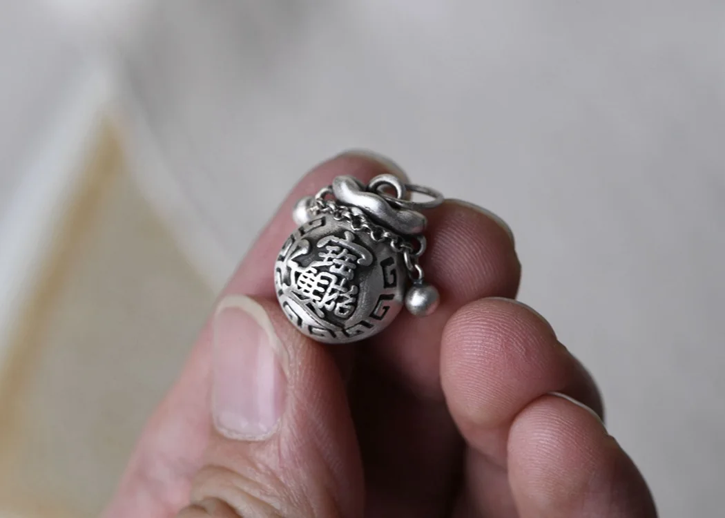 100% 990 Silver Money-bag charm Pure Silver Good Luck Pendant Wealth-luck Small Pendant