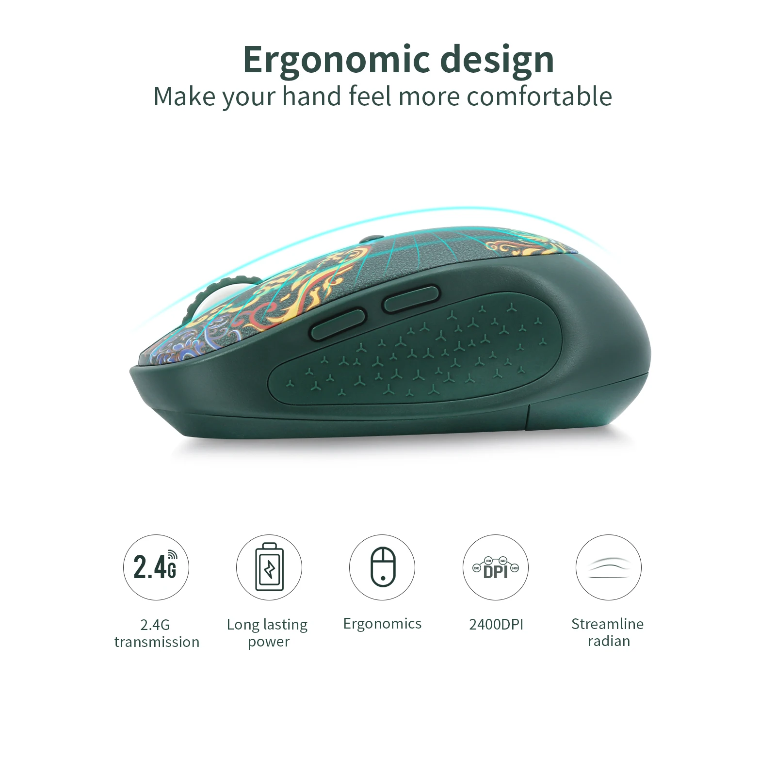 Huo ji 2.4g rato óptico sem fio bonito estilo chinês computador ratos ergonômicos mini mouse de escritório 3d para o presente da menina do miúdo pc tablet