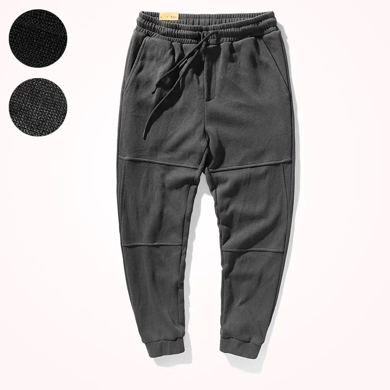 2021 Autumn and Winter Heavyweight Sweatpants Men's Fashion Stitching Tailoring Elastic Waist Drawstring Sports Casual Pants