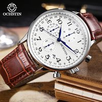 OCHSTIN Mens Watches Top Brand Luxury Fashion Casual Sports Wristwatch 3atm Waterproof Quartz Chronograph Leather Male Clock