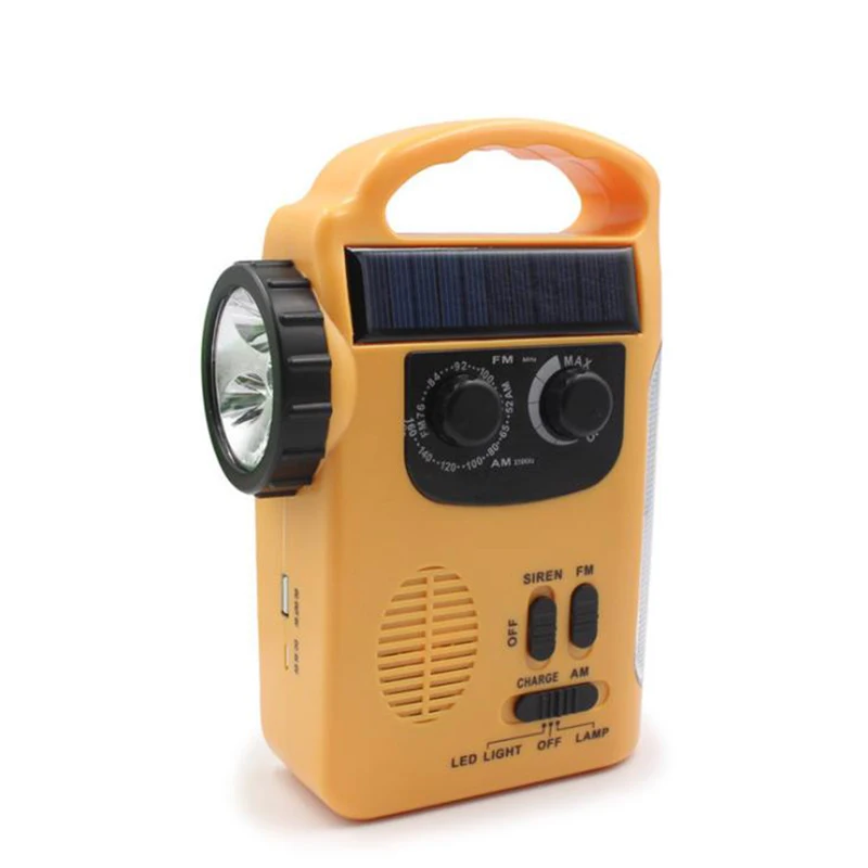 Outdoor Emergency Hand Crank Solar Dynamo AM/FM Radios Power Bank with LED Lamp