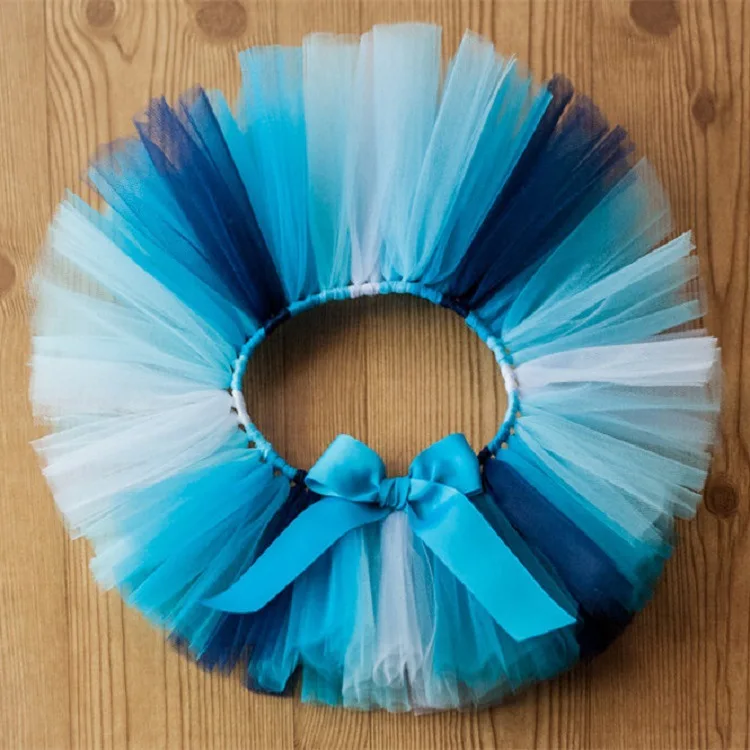 Del bambino Delle Ragazze Blu Tutu Gonne Infantili del bambino di Balletto di Tulle Pettiskirts Tutu con L\'arco Del Nastro per Bambini Festa di