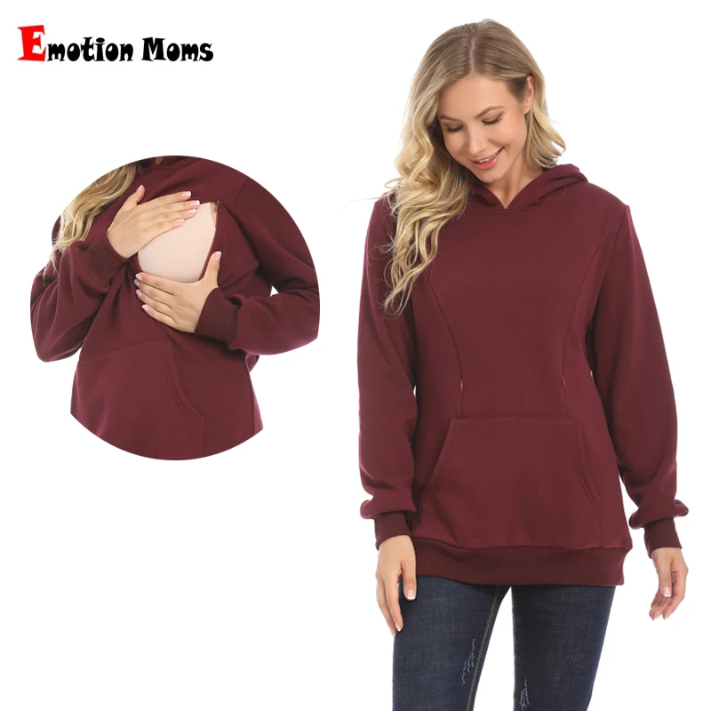 

Big Size S TO XXXL New Winter Maternity Hoodie Breastfeeding Clothes Warm Fleece Pregnant Sweater Zipper Feeding Opening