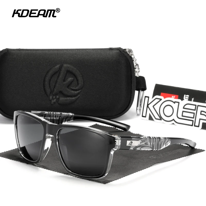 KDEAM Hot Square Polarized Sunglasses For Men Crystal Graffiti Sun Glasses Polaroid Female Sunglass With Hard Box KD109