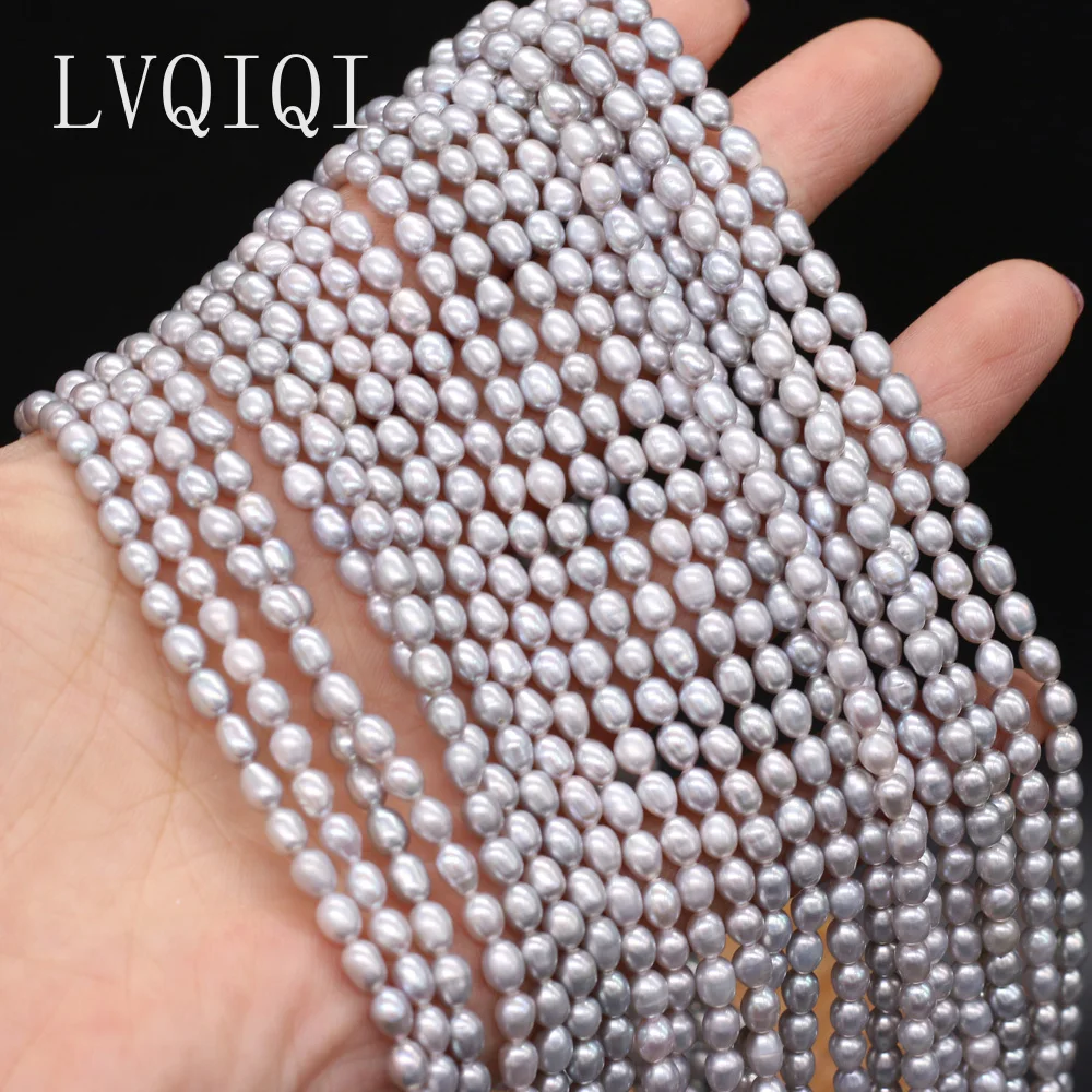 Natural Freshwater Pearl Beads Gray Rice Shape Loose Spacer Exquisite Beads For Jewelry Making DIY Necklace Bracelet Accessories