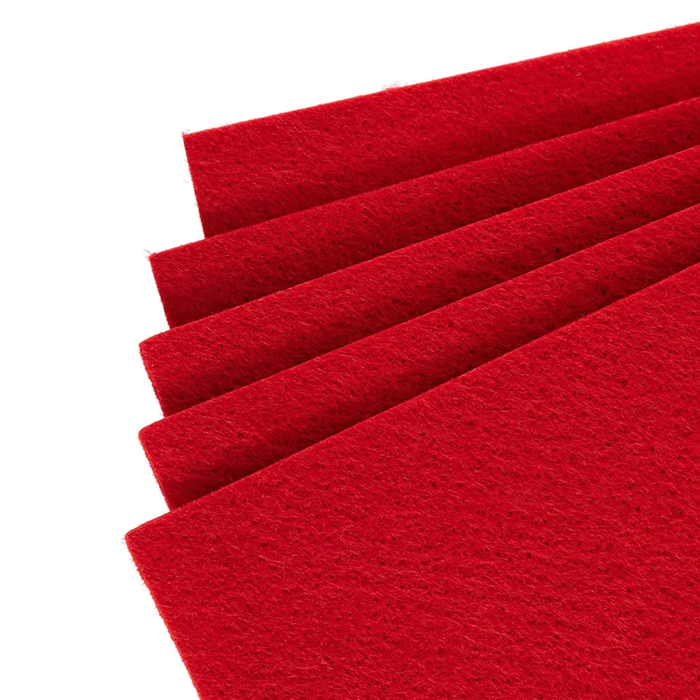 Red Non Woven Felt Fabric Sheets Fiber Thick Kids DIY Craft Assorted Fabric Square Embroidery Scrapbooking Craft   AA8507