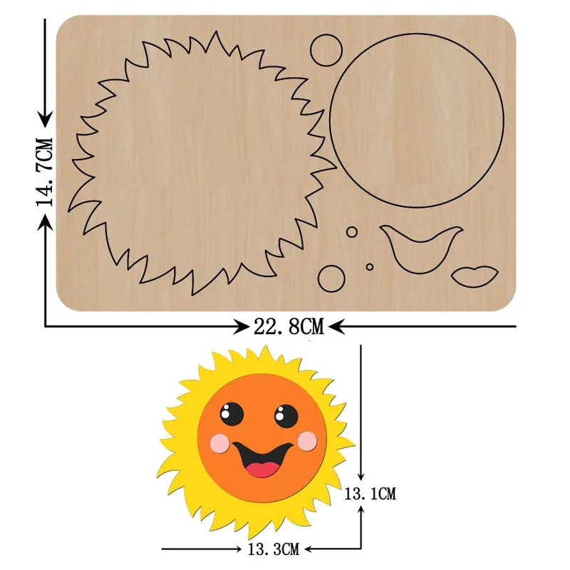 Smiley Gear Sun Cutting Wood Dies DIY New Keychain Pendant Leather Bag Suitable For Common Die Cutting Machines on the Market